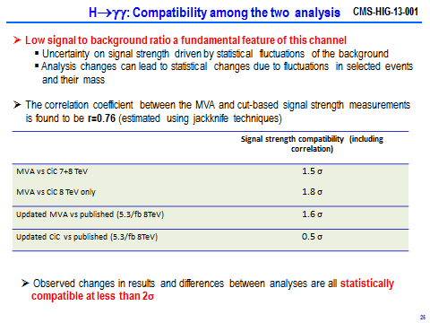 Slide from Moriond-QCD conference talk presenting CMS's results, and looking at the compatibility of the two results with each other (top two lines in the table) and each of the two results with the previous published results.  Note the conclusion in the last line.